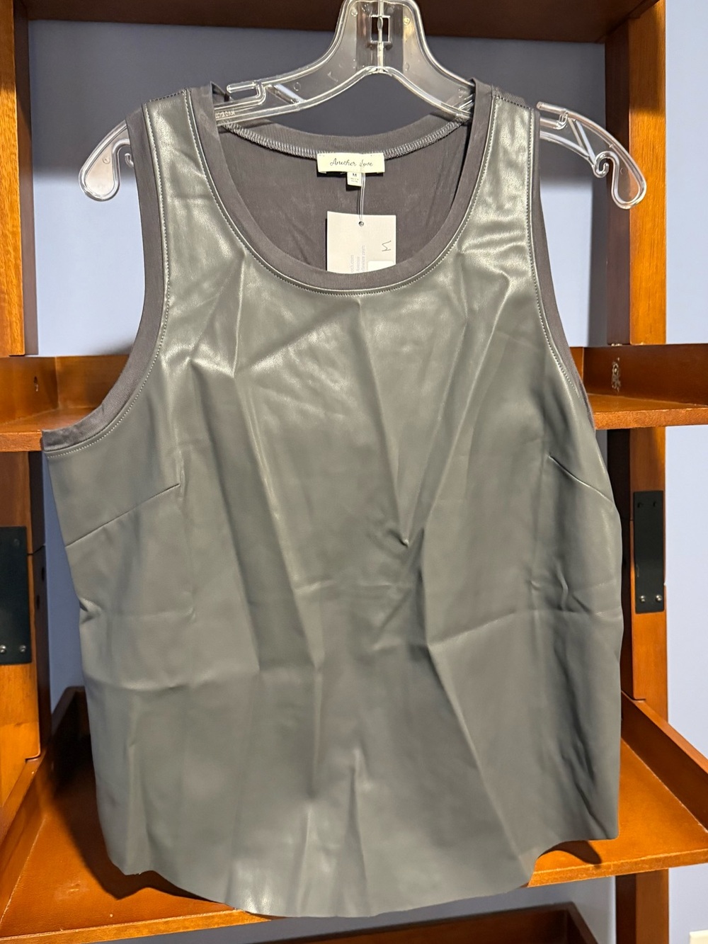 Another Love Faux-Leather Tank Top in Gray